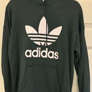 Adidas Forest Green Hoodie Pullover with White Logo